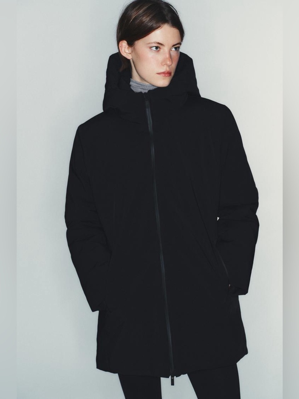 ZARA Water Repellant Windproof Puffer Jacket w/Hood NWT Coat XL Black Ret. $159